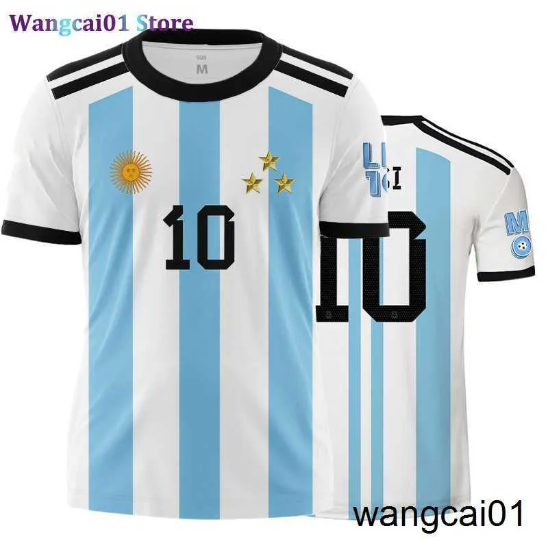 Wangcai01 DIY T-Shirt Yeni Argentin Numarası 10 Baskı T-Shirts Street Giyim Spor Giyim Tshirt Kadın Erkek Arjenti 3 Yıldız Büyük Boyutlu Üstler Tee Sesli 0315H23