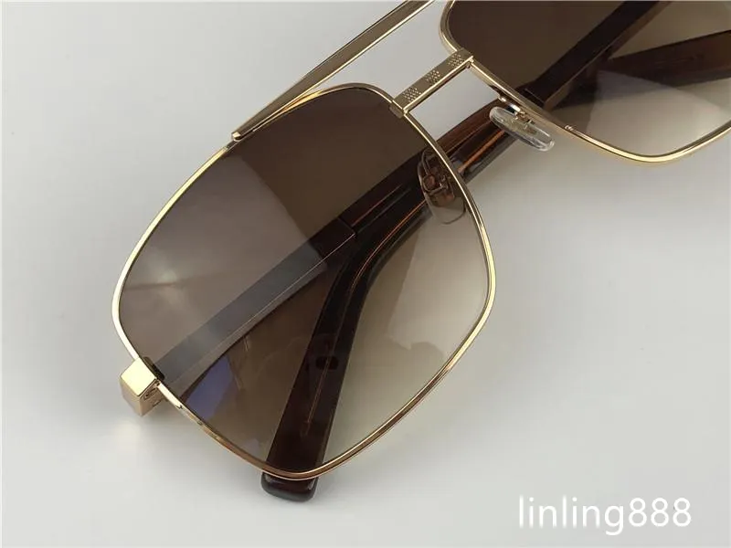 Лучшие солнцезащитные очки для моделей для мужчин Классическое отношение 0259 Металлическая квадратная рама Популярные ретро-авангардирующие открытые ультрафиолетовые ультрафиолеты.