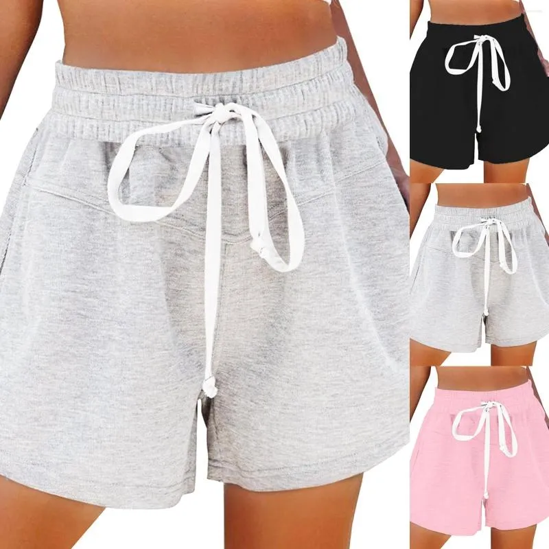 Dames shorts dames sexy katoen hoog elastisch taille geplooide ruches schattig strand flowy casual vintage short short