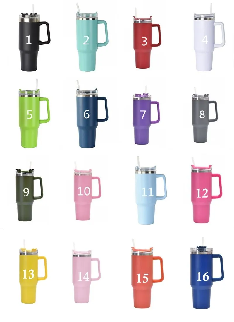 40oz Stanley Tumblers Cups With Handle Insulated Stainless Steel Tumbler Lids Straw Car Travel Mugs Coffee Tumbler Termos Cups with Logo FY5544 0215