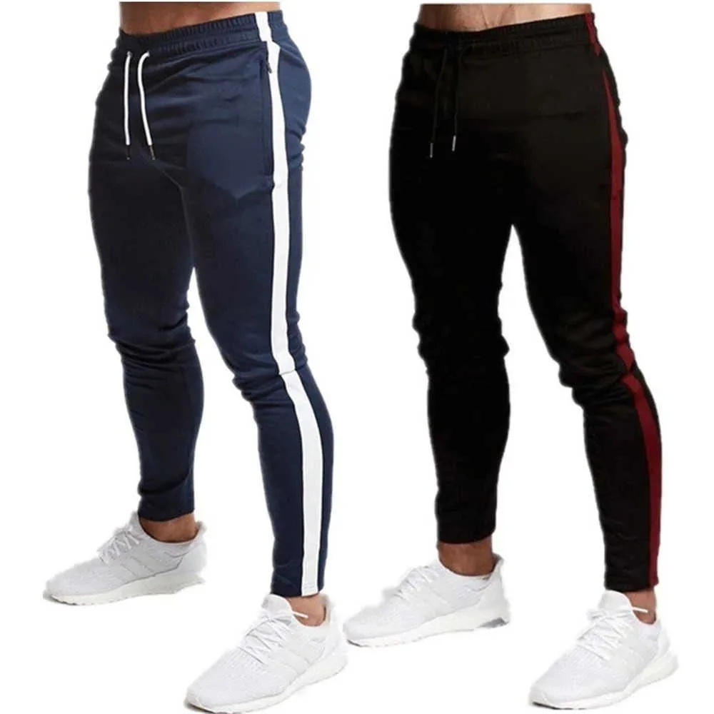 Herenbroek 2022 Mode mannen Gyms Pure Color Pants Joggers Fitness Casual Long Pants Men Training Skinny Heatpants Jogger Tracksuit Trousers Z0306