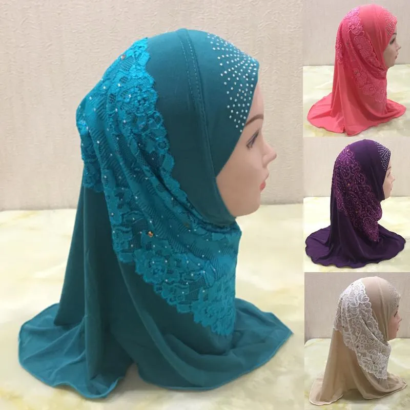 Этническая одежда кружево внутренний шарф хиджаба для детей мусульманские девушки Исламский платок с платком