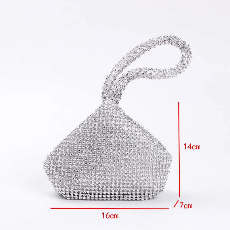 Bolso de noche con diamantes de imitación con asa nxy, bolsos con asa superior de cristal plateado para mujer, monederos y bolsos de mano, bolso pequeño de diseñador de lujo para mujer 230308