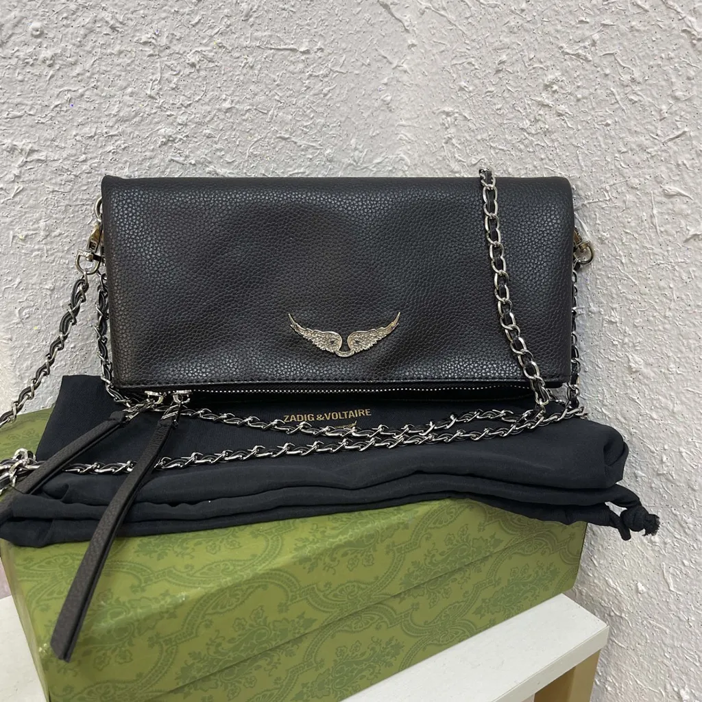 Het modedesigner kvinna väska för kvinnor Zadig Voltaire axelväska Vintage Rivet Handväska Handväska Original Box Äkta läder cross body kedja högkvalitativa kvaliteter