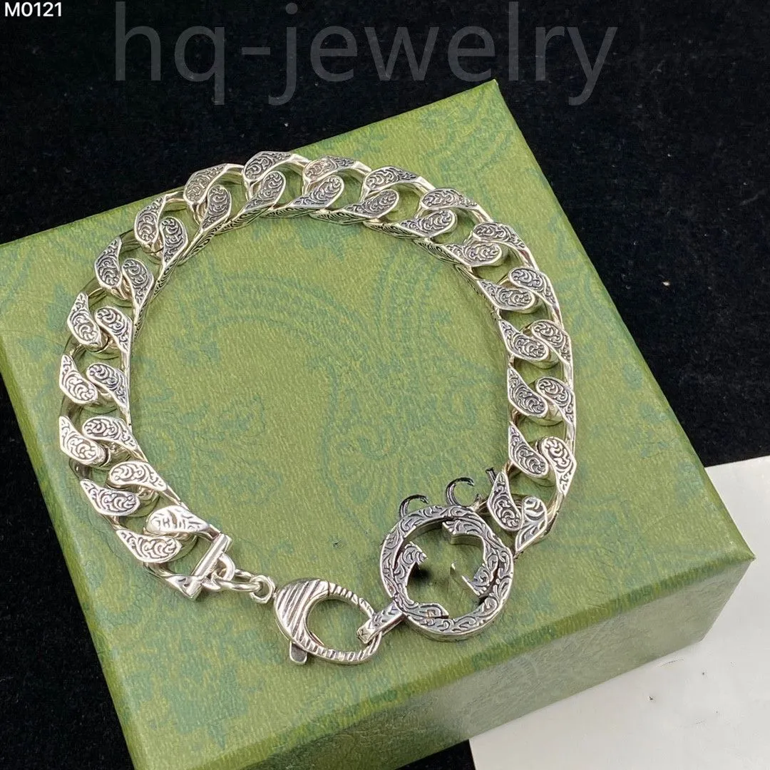 2024 2023 Bracciale in argento sterling Braccialetti di design unisex Lusso Cool Boy G Moda Uomo Donna Uomo Catena Regalo Braccialetti di coppia D2109164HL1 Migliore qualità