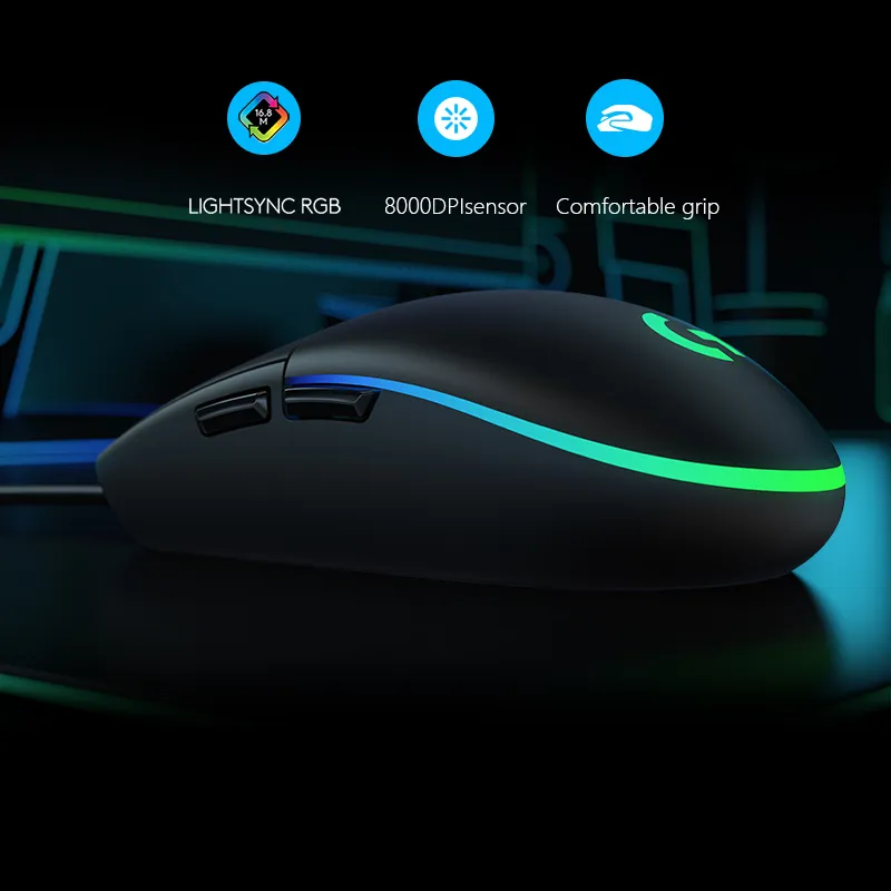 G102 Upgraded Version 6 Buttons LED Backlit Gamer Office Business Gaming Wired Mouse Devices for PC Computer Laptop Accessories