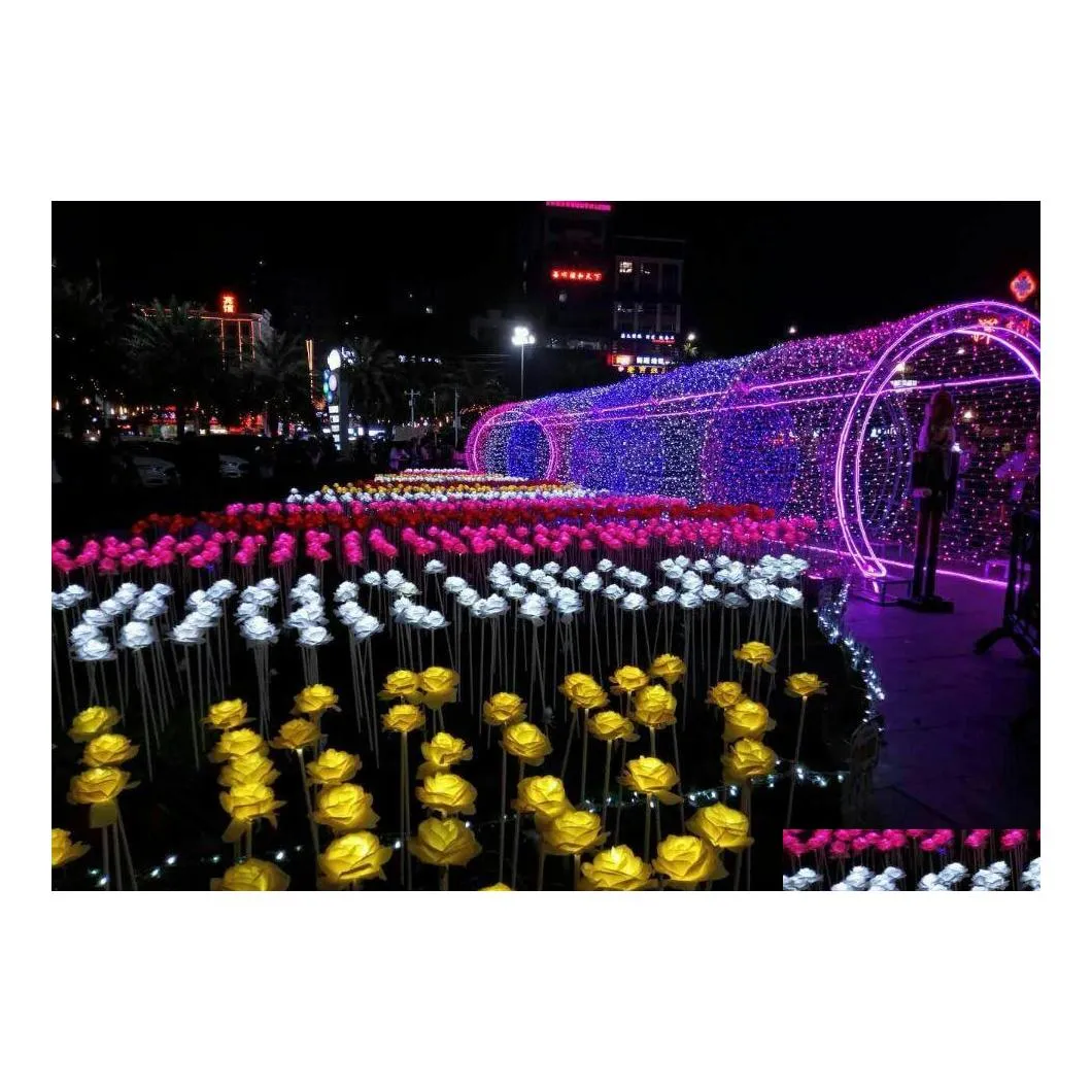 Éclairage de nouveauté LED Lantern Show Dream Lights Roses Fleurs Colorf Parc paysager carré extérieur Vacances scintillantes 20pcs / lot Drop D Dhgfj