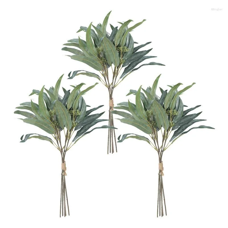 Decorative Flowers 2023 Eucalyptus Tree Branch Round Leaves Artificial Leaf Retro Plant Decoration Fake Flower Faux Foliage