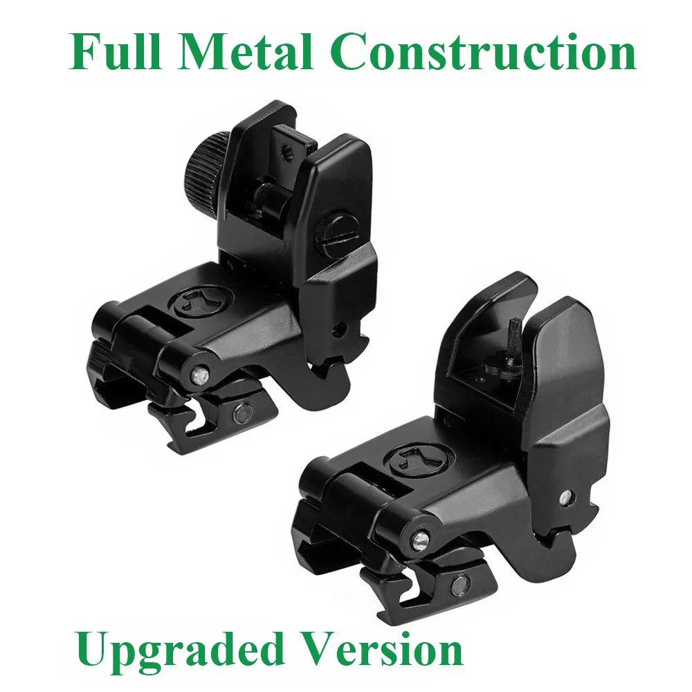 Tactical Front and Rear Flip Up Sight Full Metal Construction Micro Rifle Optic Sight for M4 AR15 fit 20mm Picatinny Rail