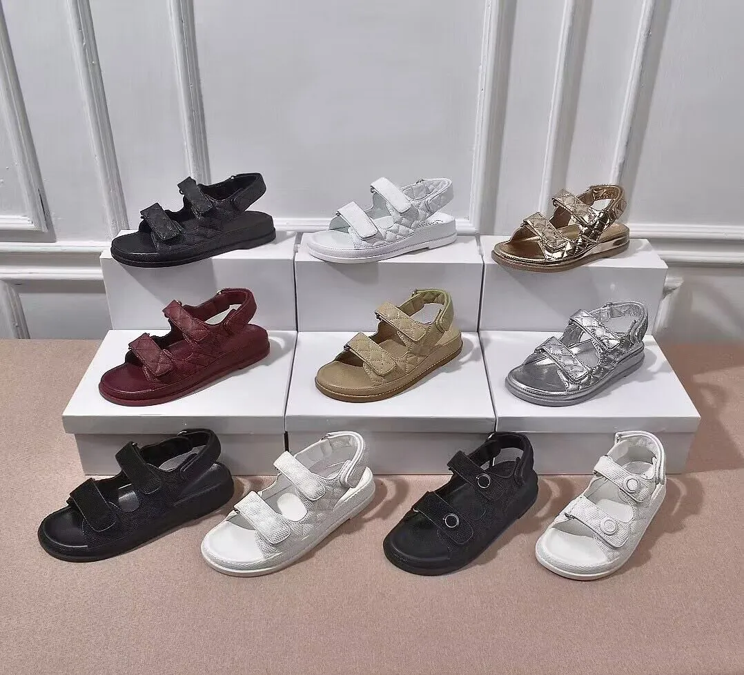 designerskor strandsandal Tjock botten Sportsandaler Sneakers mode Läder Casual kvinna Skor sammet Letter Plattform damsko storlek 35-41-42 us4-us11 Med låda