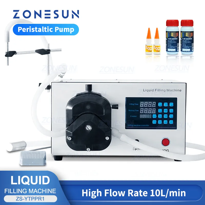 ZONESUN 액체 충전 기계 고 유량 10L/분수 샐러드 오일 안료 잉크 접착제 병 포장 생산 ZS-YTPPR1