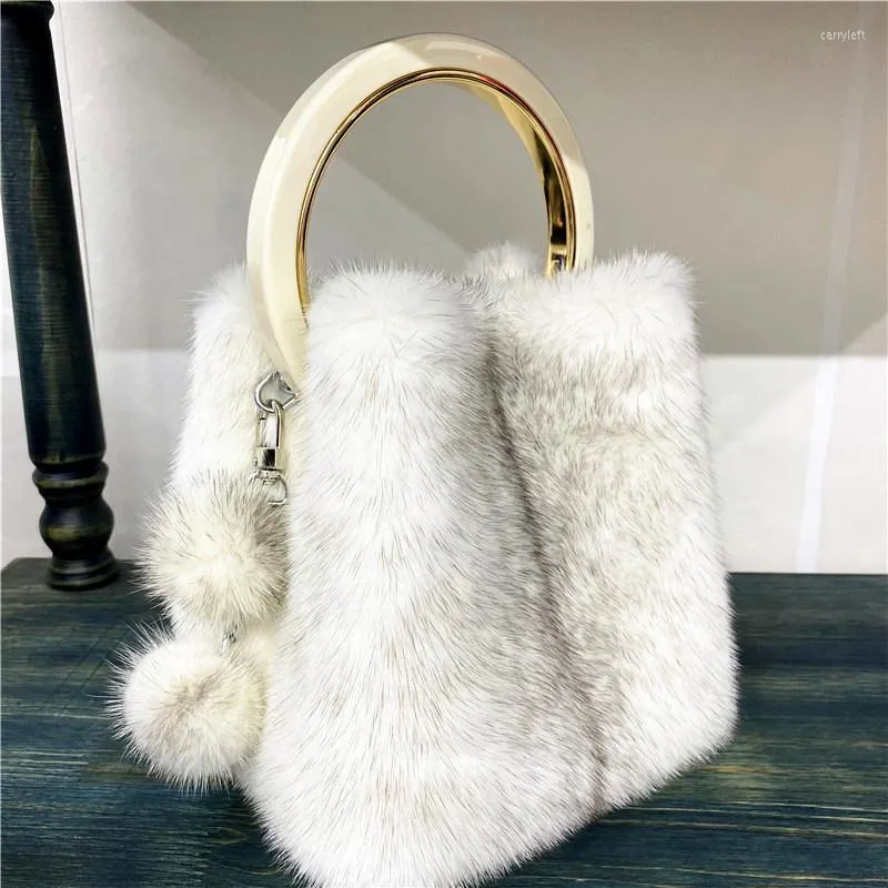 Sacs polochons mode sacs à main en fourrure haut de gamme grande capacité vison femmes 2023 hiver créateur de luxe