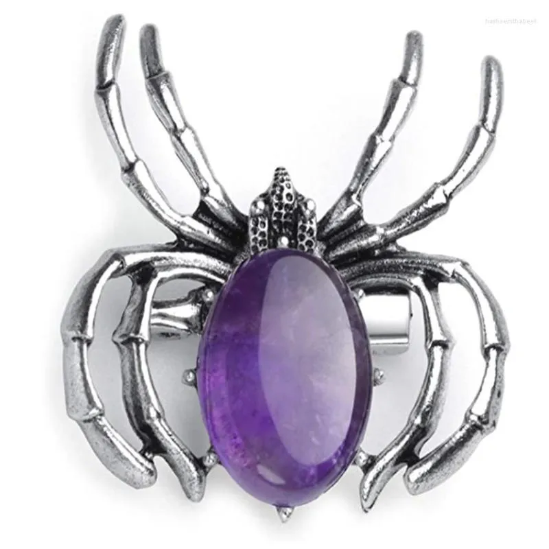 Colares pendentes Fyjs Suba de aranha de prata exclusiva Amethysts Stone for Party Gift Opalite Opal Jóias