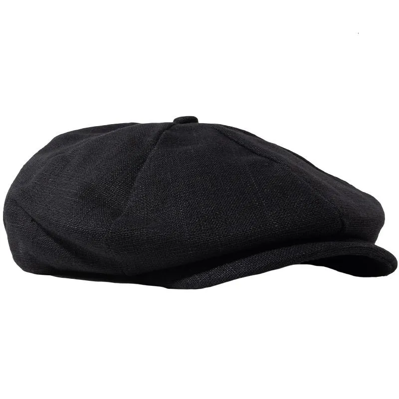 Beralar erkek artı Beden Beden Ivy Hat Büyük Baş Adam İlkbahar Yaz ve Sonbahar Soy Cap Üst Grad Dad Keten Beret Kapakları M 55-58CM L 59-61CMBERETS