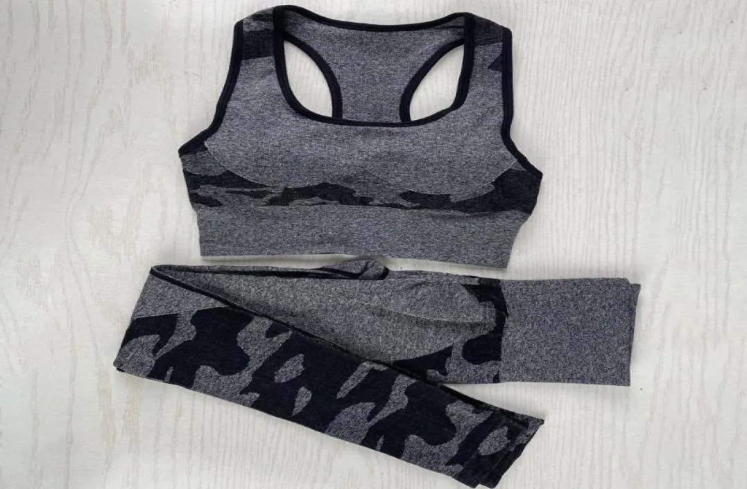 Yoga Outfits Two Piece Sport Set Women Camo Seamless Gym Clothing Fitness Tracksuit Sports Bra Leggings Sportwear4192976