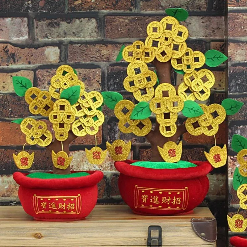 Decorative Flowers Bright Color Creative Money Tree Simulation Bonsai Desktop Decor Comfortable Stuffed For Shopping Mall