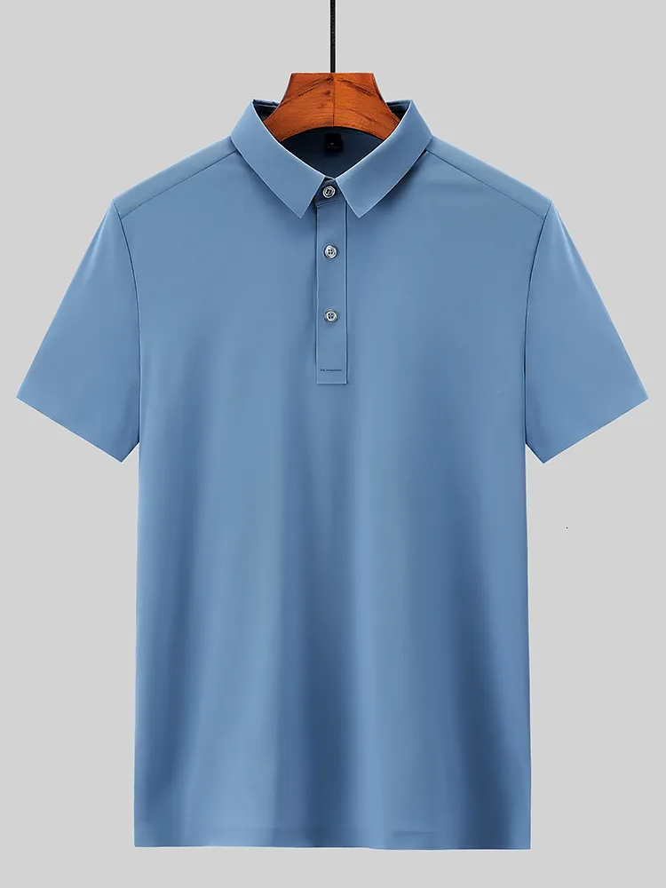 Polos masculinos de verão masculino camisa pólo respirável spandex spandex de manga curta clássica polos sólidos homens golfe camisa camisa plus size 8xl 230316