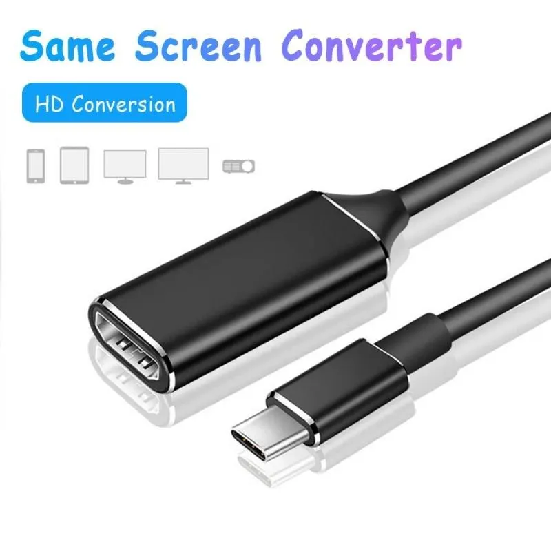 Type-C naar HDTV-adapter Compatibele tv-converter HD 4K 16 cm USB-kabel voor mobiele telefoon/Samsung/Huawei/PC/laptop/tablet