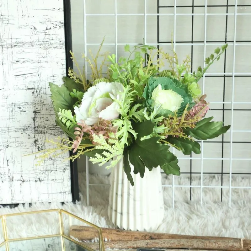 Dekorativa blommor 1 gäng hortensia ins vind hand bukett 26,5 cm konstgjord blomma hem dekoration bröllop vägg falsk