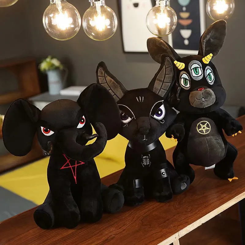 Einhorn/Kaninchen/Elefant/Wolf/Katze, besonderes Geschenk für Kinder, Anubis schwarz, gefüllte KILLSTAR Teufelspuppe, Plüschtiere, schwarze Puppe, 35 cm