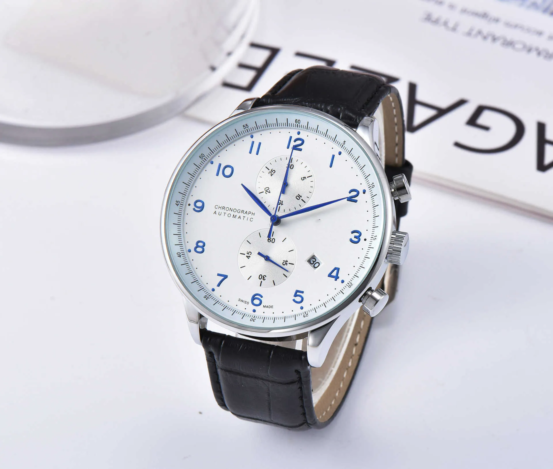 Superclone LW Watch Overseas Male Star Star Sales Men's Business Formal Belt 10000 WC Watch Five Needle With Calendar