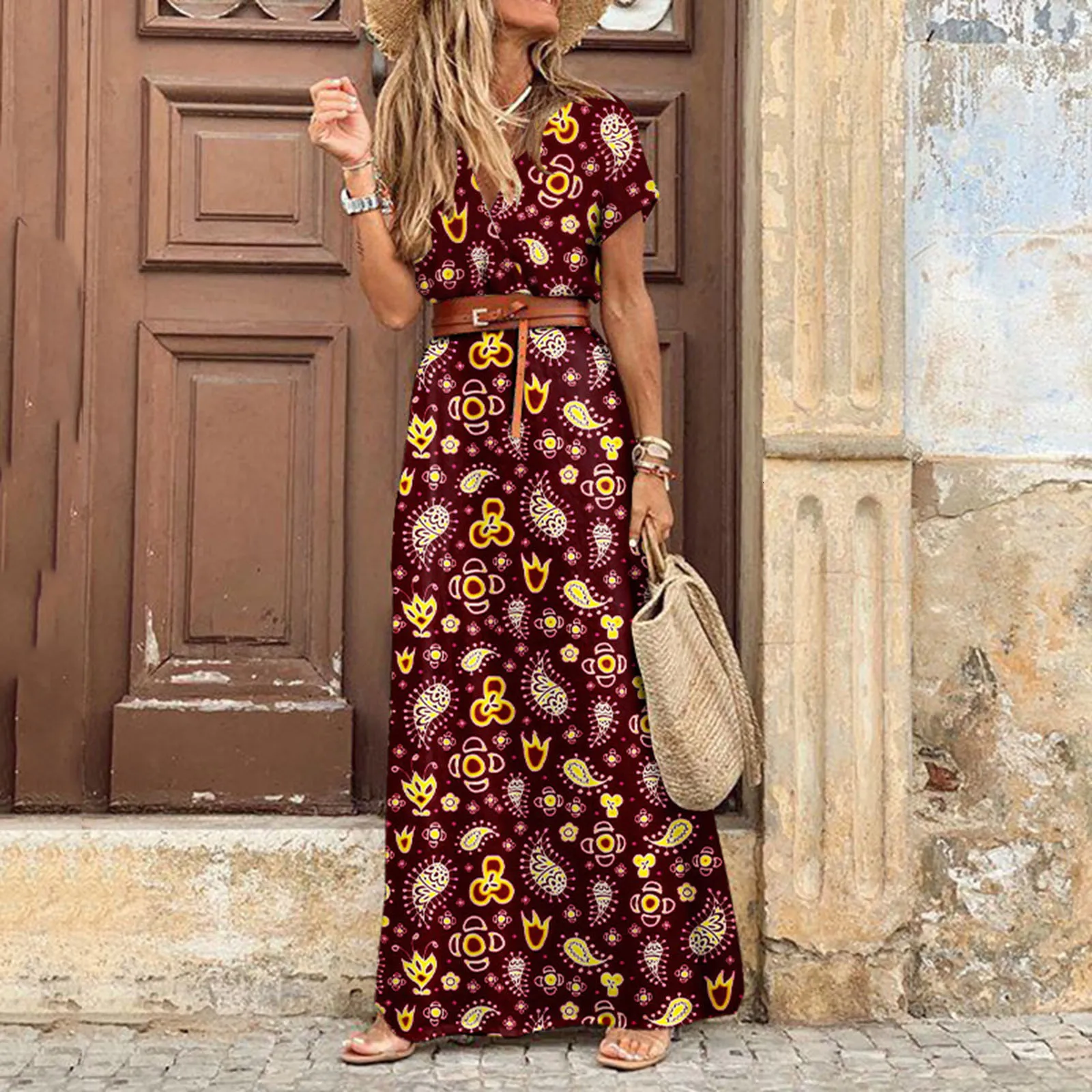 knee length dresses for ladies Sleeveless Spaghetti Strap Long Dress – Boho A-Line Mid-Calf Dress – Boho  Beach Hut main image 0