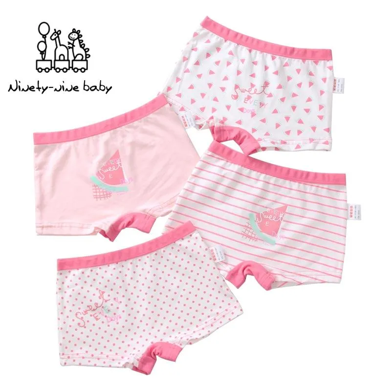 Trosor 4st/Lot Girls Boxer byxor mjuka barn underkläder för bomull söttryck 4 färger baby grils säkerhet