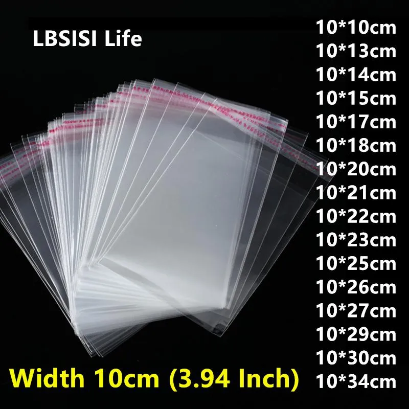 Storage Bags Life 500pcs 10cm Wide Clear Plastic Adhesive Transparent Poly Food Candy Jewelry Gift Packing Little Pen BagStorage