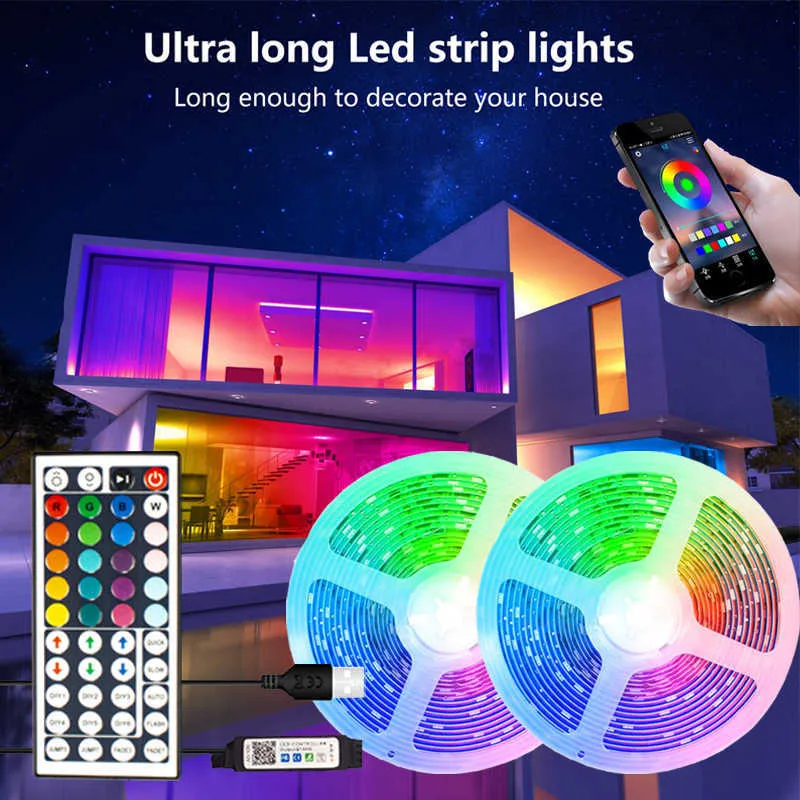 LED Strips LED Strip Lights Room Decor Neon TV Backlight LED 1m 2m 3m 4m 5m LED Strip SMD5050 RGB Tape Lamps for Decor P230315