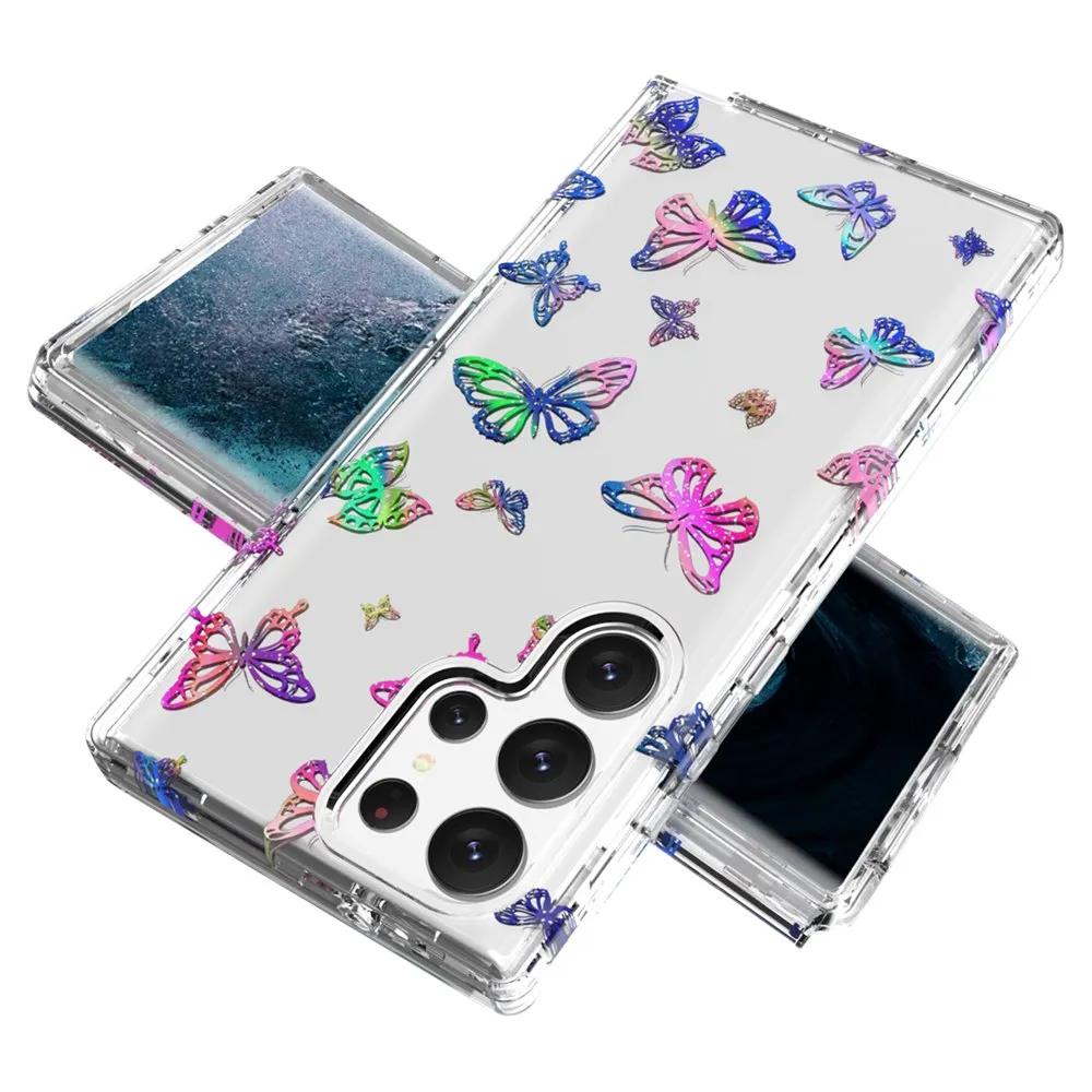 Flower Butterfly Star Design Case Slim Glossy Soft TPU Socktproof Protective Cover Stylish Cases Cover för Samsung Galaxy S23 Ultra 5G 6.8 "S23 Plus S22