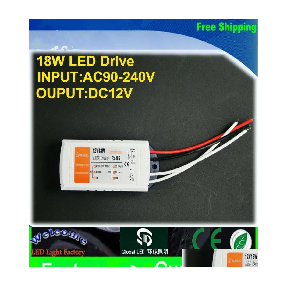 Aydınlatma Transformatörleri 12V 1.5A 18W 100240V LED Şerit için Güvenli Sürücü RGB Tavan Işık BB Güç Damlası Dağıtım Işıkları Aksesuarları DH3Q2