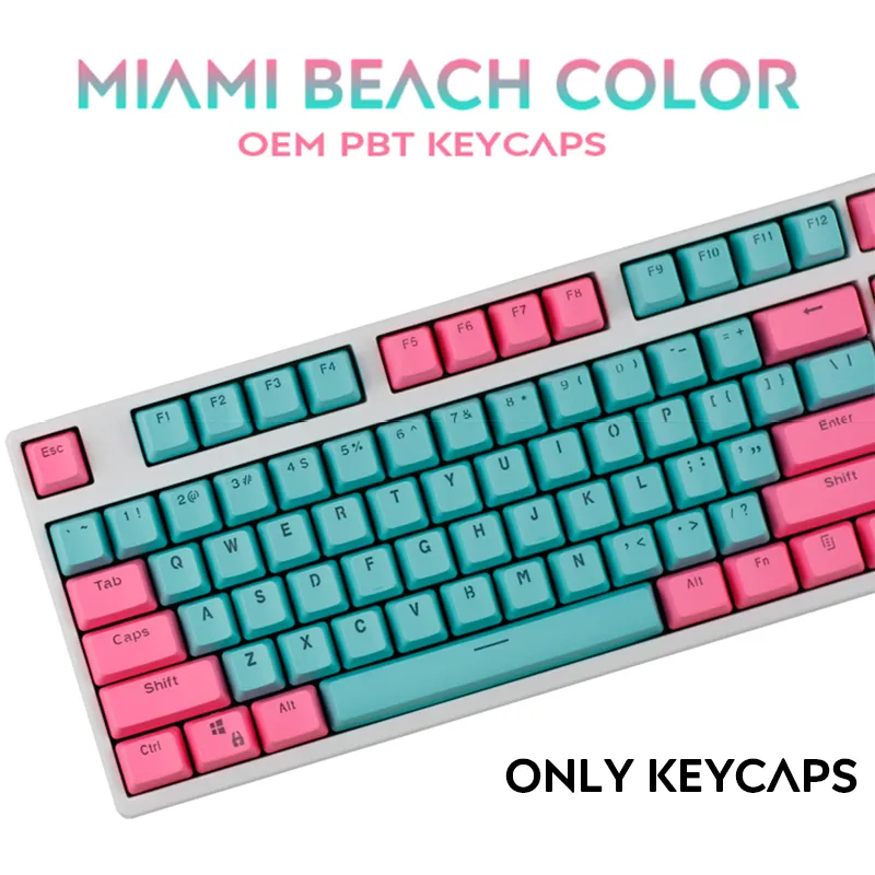 Toetsenborden Miami Beach Color 104/87 toetsen Dubbel shot PBT KeyCap Backlight English Custom Personality KeyCaps voor mechanisch toetsenbord