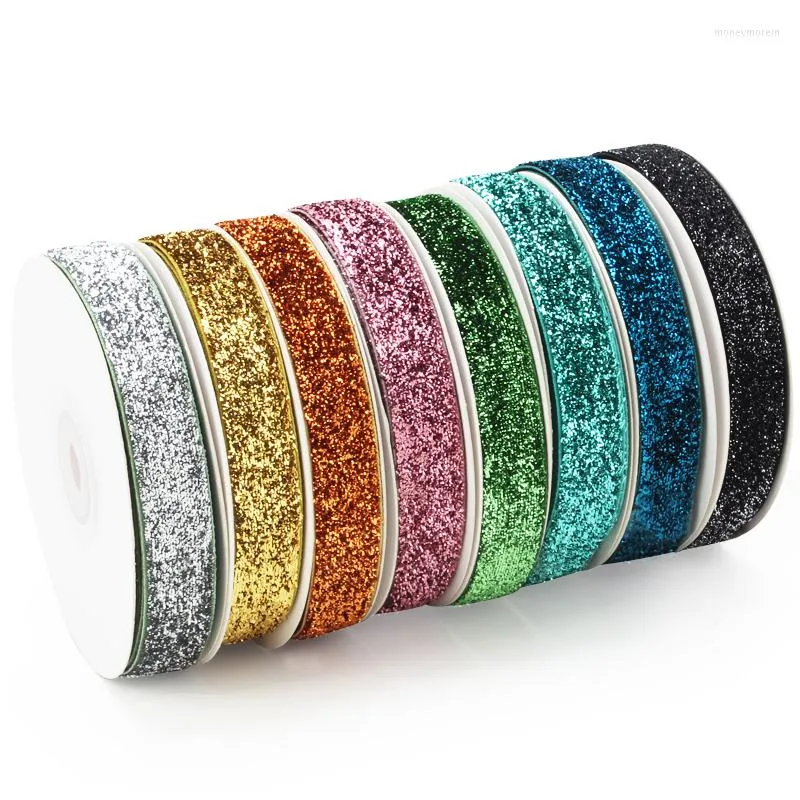 Tyg och sy 5yarder/rulla 16mm glitter metalliska sammet band jul halloween födelsedagsfest bröllop presentförpackning