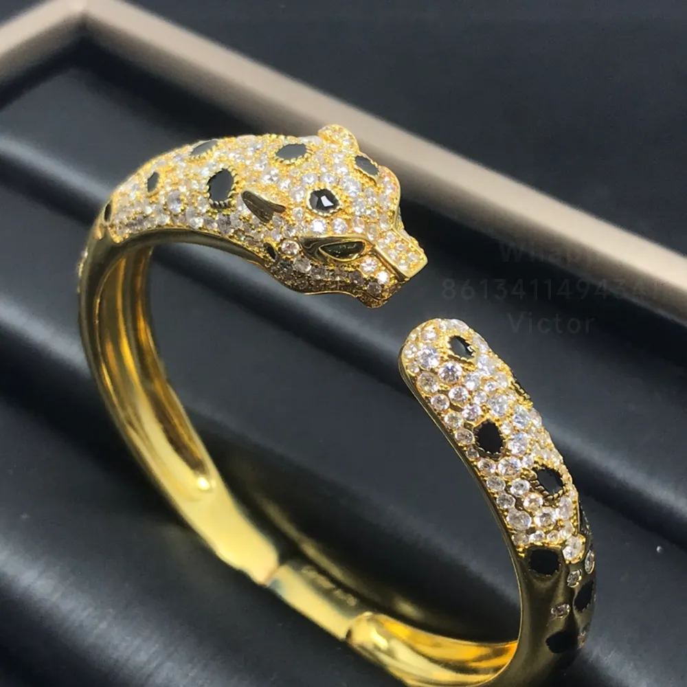 パンテール バングル チャーム バングル 女性デザイナー ダイヤモンド エメラルド ゴールド メッキ 18 K T0P 品質最高カウンター品質クラシック スタイル高級記念日ギフト 013