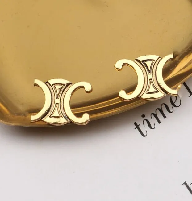 Oro Argento Placcato oro 18 carati Designer di marca di lusso Lettere Orecchini a bottone Argento 925 Donne geometriche Cerchio Cristallo Strass Perla Orecchino Regalo gioielli