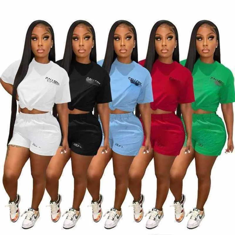 Retail Women Tracksuits Summer Designer Clothing Ladies Active Round Neck Two Piece Outfits Short Sleeve T Shirt Top Shorts Suit Womens Sport Suits Shorts Pants