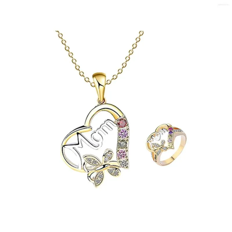 Collane con ciondolo Amore Collana madre a forma di cuore Regalo per la festa della mamma Anello mamma 2023 Accessori per gioielli di moda Orecchino da donna buona fortuna