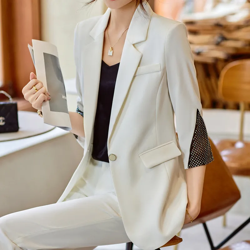 Women's Suits Blazers Autumn Winter Formal Ladies White Blazer Women Business Suits with Sets Work Wear Office Uniform 5XL Size Pants Jacket 230316