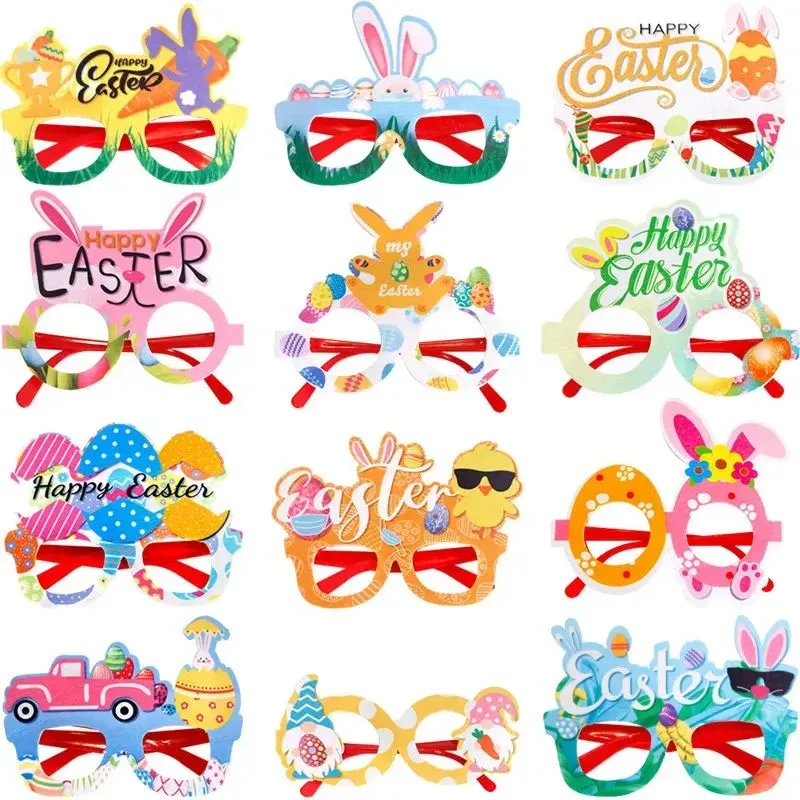 Lunettes de fête de pâques cadre poussin oeuf lapin joyeux pâques accessoires photo stand verre enfants et adultes printemps événement décor RRA