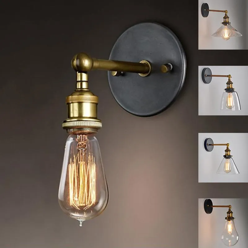 Wandlampen, industrielle Vintage-Lampe für Wohnzimmer, Schlafzimmer, Restaurant, Café, Bar, Dekor, Glas, E27, Nachttischlampen