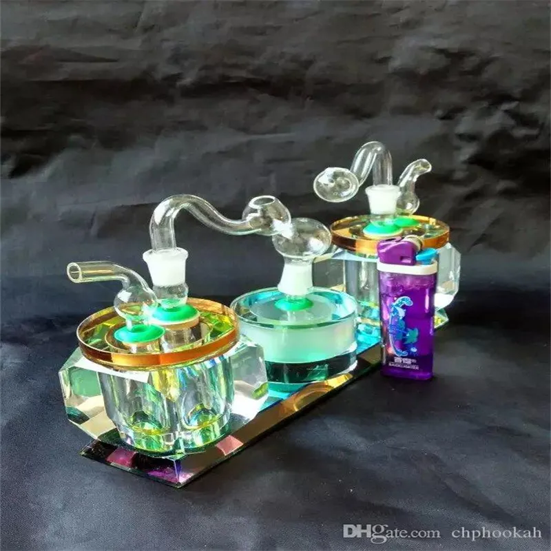Oil Burner Water Bongs: Double Crystal Glass Pipe Set Versatile Oil ...