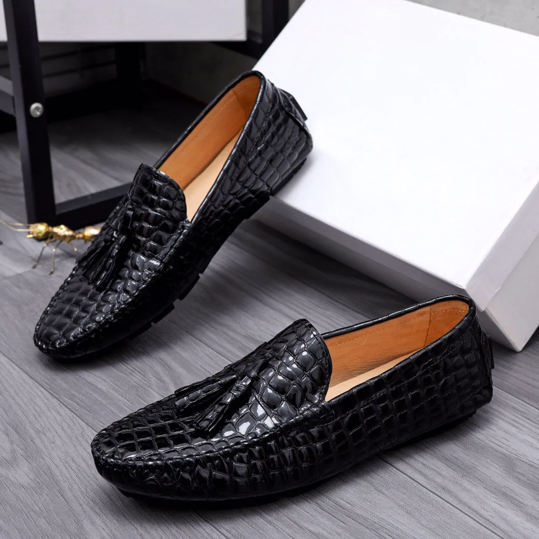 2023 Mens Dress Shoes Fashion Business Casual Designer Loafers Men's Classic Slip-on Wedding Working Flats Size 38-44