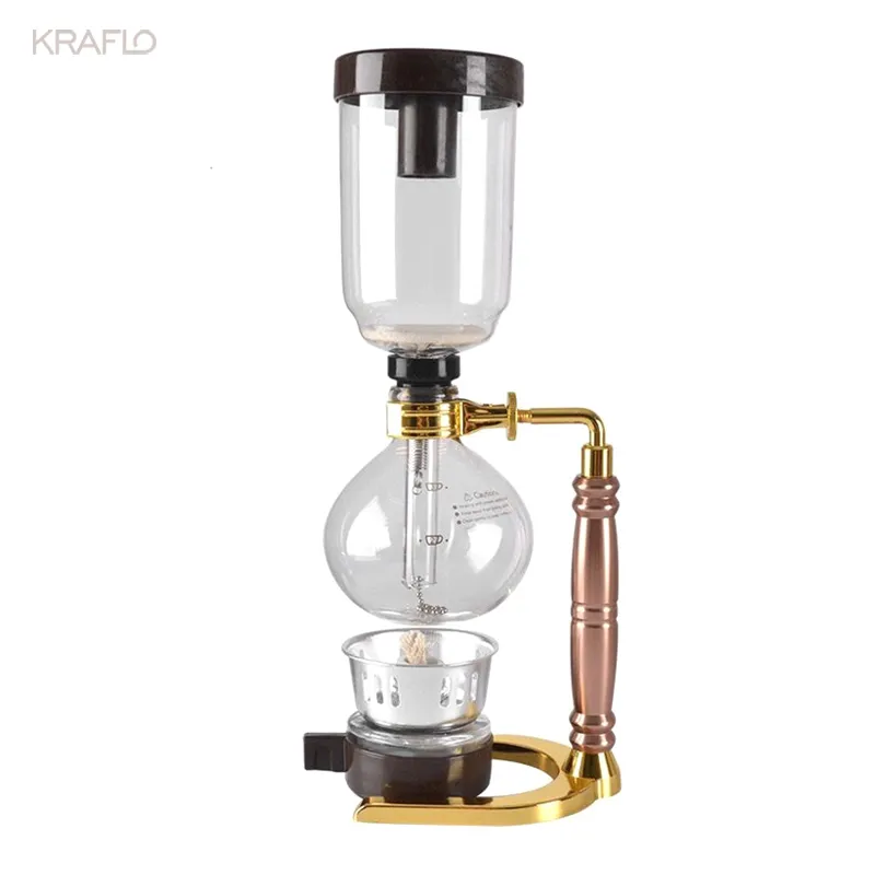 Caffettiera a sifone da 3/5 tazze Caffettiera a sifone Caffè in vetro resistente per la preparazione del tè