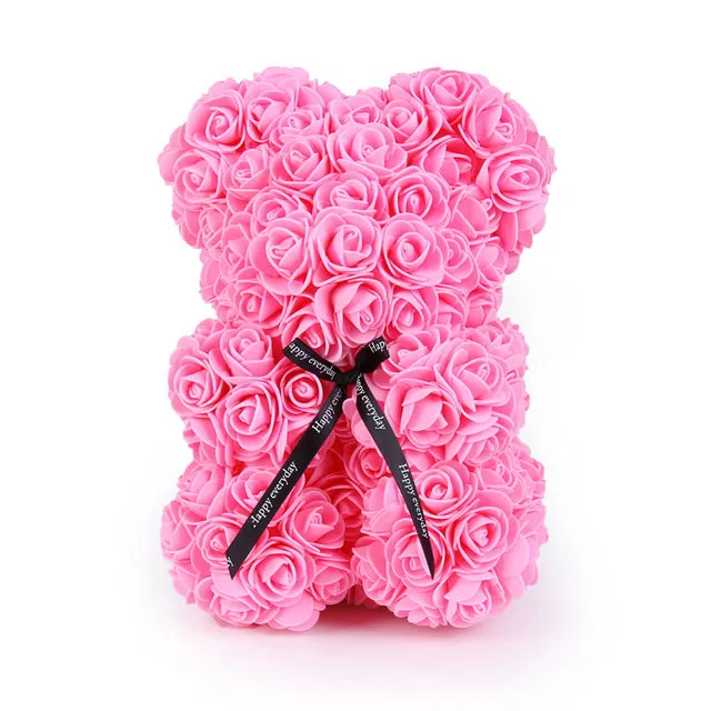 2023 livraison directe 25 cm Rose ours coeur fleur artificielle Rose ours en peluche pour les femmes saint valentin mariage anniversaire cadeau de noël