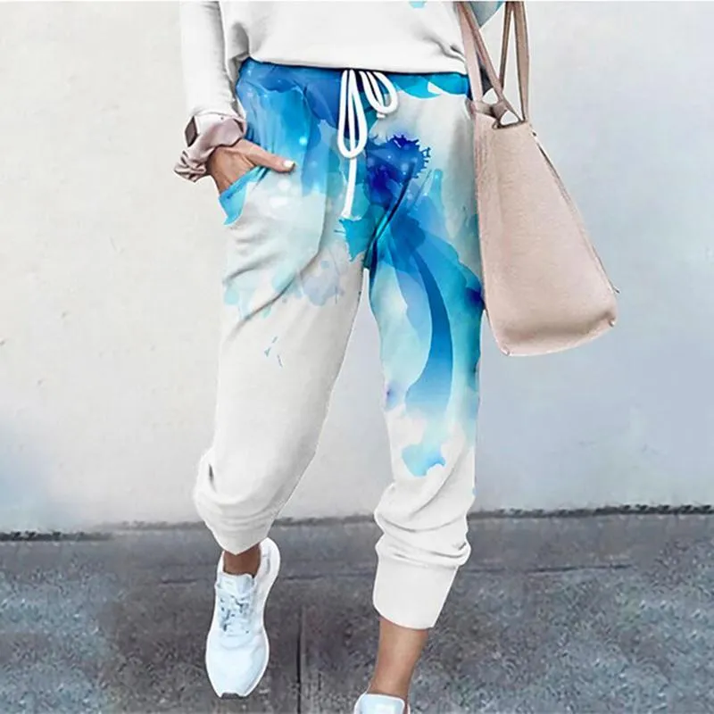 Women's Pants & Capris Women Sweatpants Cargo Running Jogger Tie Dye Print Loose Fitting Drawstring Elasticated Casual Trousers High Street