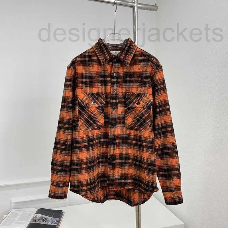 Kvinnors blusar Skjortor Designer Black Orange Plaid Men's and Women's Shirt Lose Casual Par Wool Coat Trend 9o8b