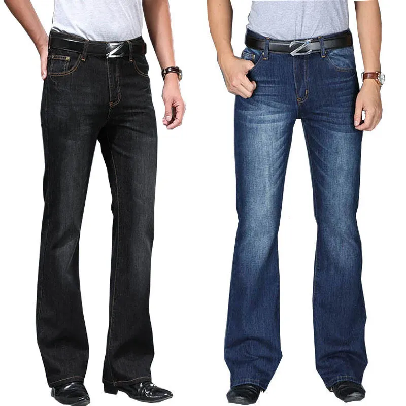 Jeans pour hommes Jeans pour hommes Big Jeans évasés pour hommes Boot Cut Leg Flared Loose Fit High Waist Male Designer Classic Denim Jeans 230316