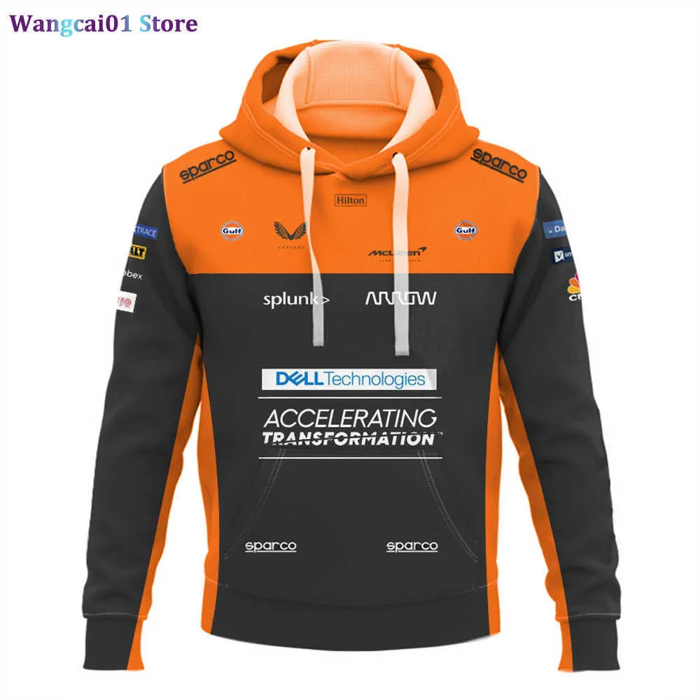 Men's plus size Ytterkläder Kappor Hot F1 McLaren Hoodie Formula One Team Car Racing 3D-tryck Gulf Män Kvinnor Mode Dragkedja Sweatshirt Barn Vårjacka Kappa 0316H23