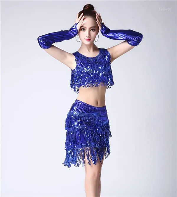 Womens Crop Top Stage Dance Vest Indian Dance Tops Costume Dancewear Sequin  