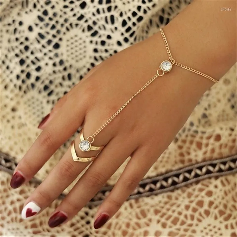 الإدارات أبيض زركون حلقة إصبع سلسلة اليد للنساء لون الذهب خمر قابلة للتعديل شاطئ العبد المجوهرات المجوهرات الإناث الهدايا